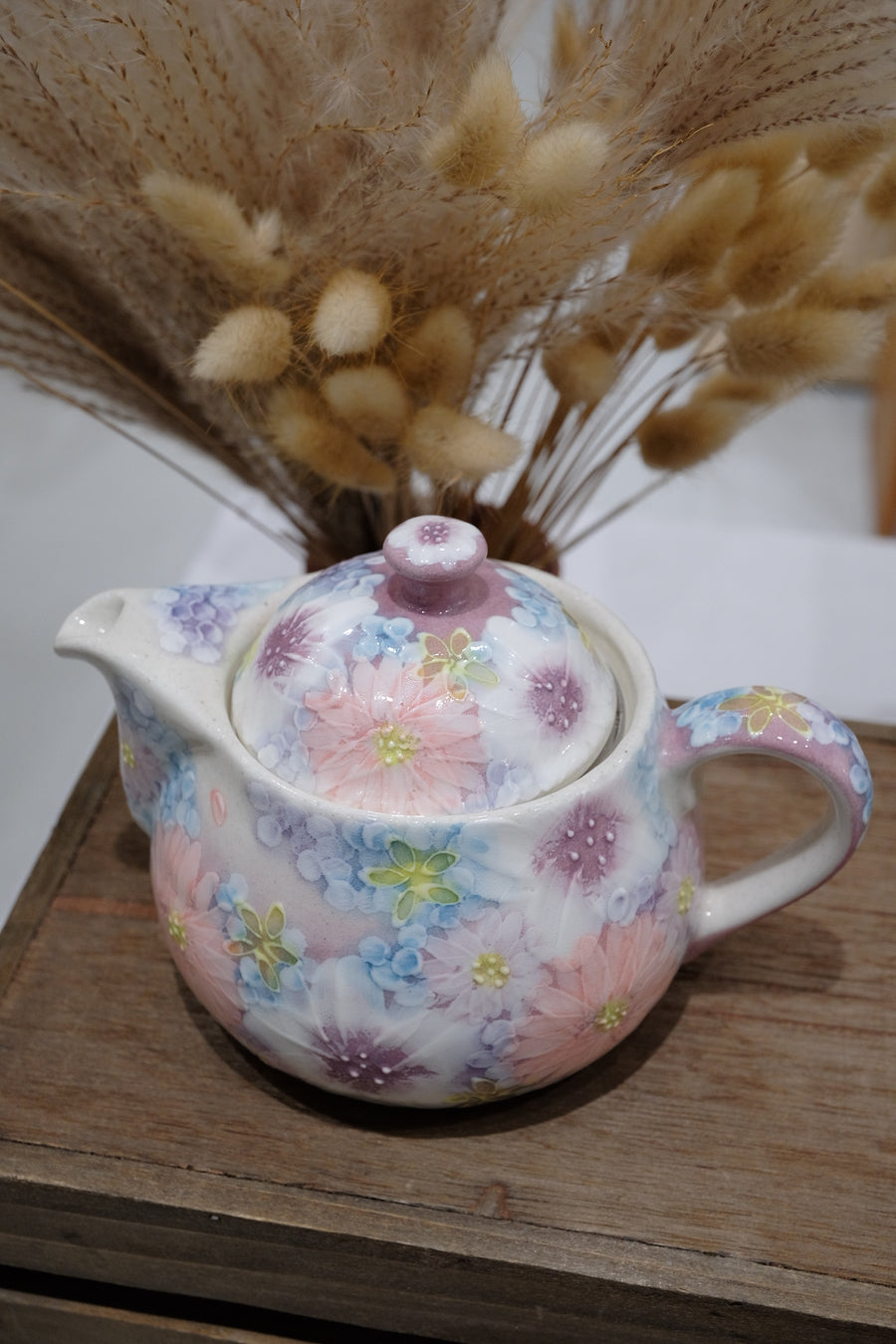 Seto Ware Flower Teapot and Tea cup with Saucer