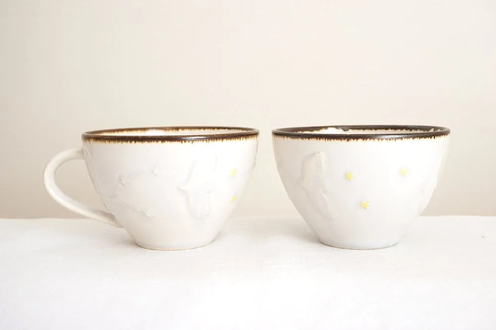 Mashiko Pottery Yoshizawa Bird and Star Sign Mug