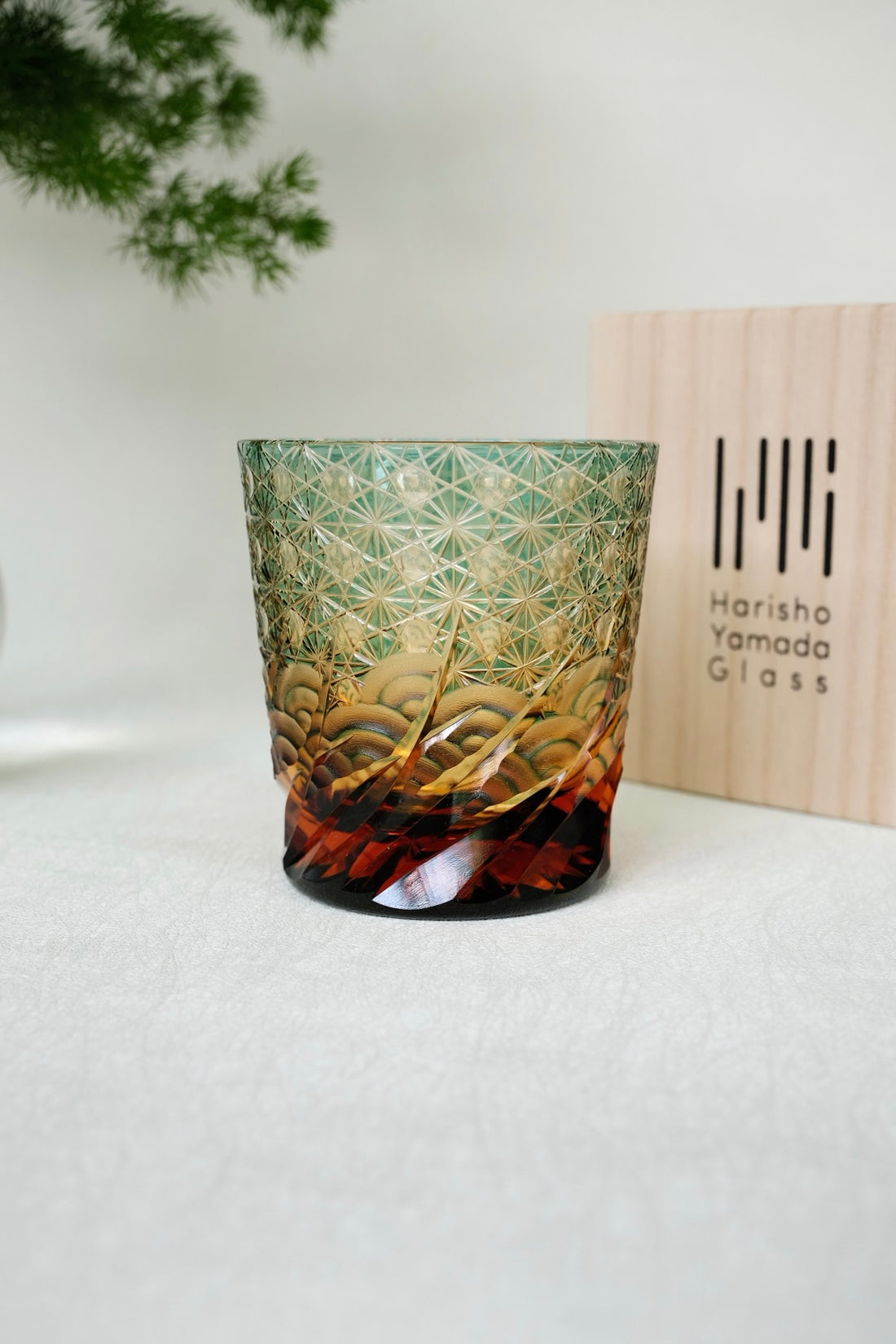 Harisho Yamada Glass - 漣-sazanami Whiskey Crystal Glass - Green