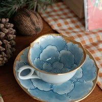 Arita Ware Peony Coffee Tea Cup with Saucer - Gift Set