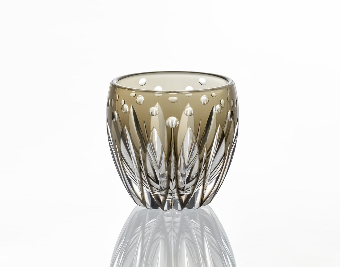 Kagami Crystal - Sake Glass, Edo Kiriko “Lotus Flower” By Satoshi Nabetani, Master of traditional crafts
