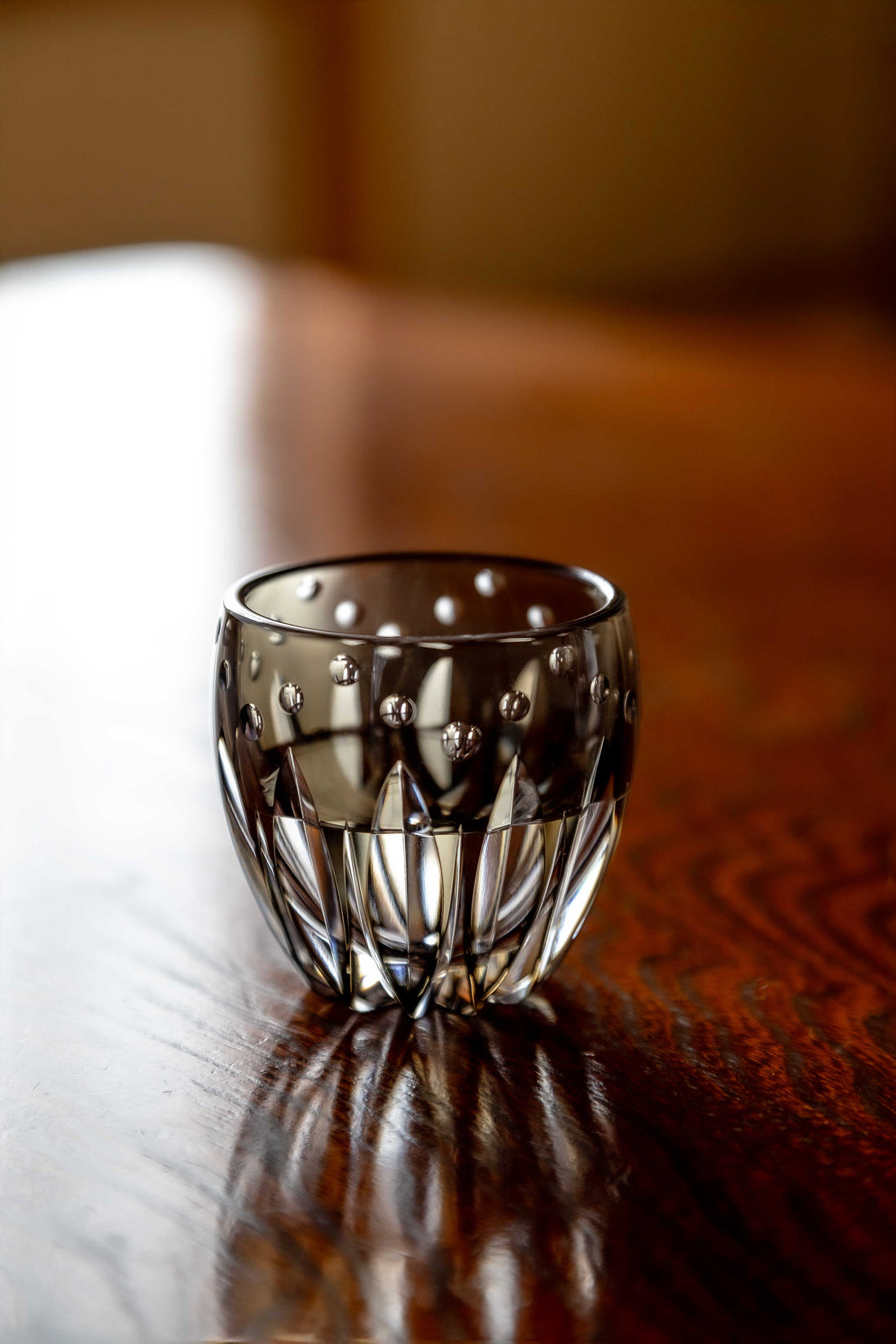 Kagami Crystal - Sake Glass, Edo Kiriko “Lotus Flower” By Satoshi Nabetani, Master of traditional crafts