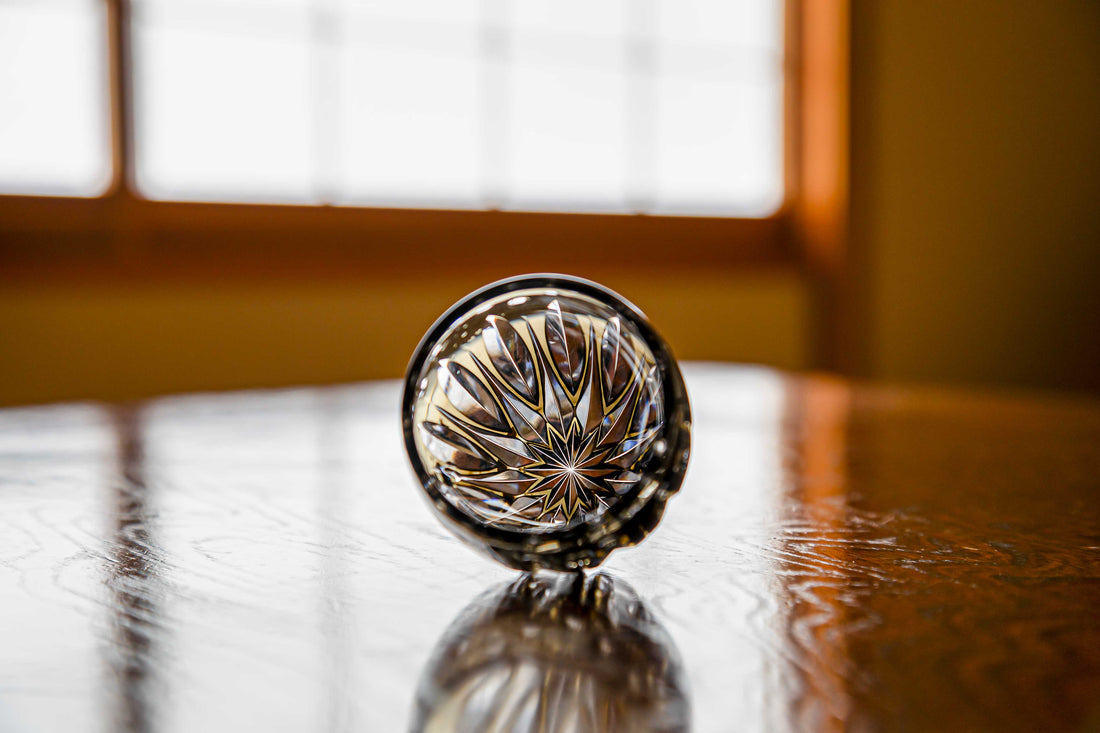 Kagami Crystal - Sake Glass, Edo Kiriko “Lotus Flower” By Satoshi Nabetani, Master of traditional crafts