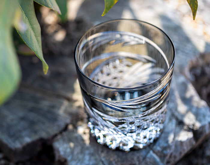 Kagami Crystal - Whiskey Glass, Edo Kiriko “Mai”- Black