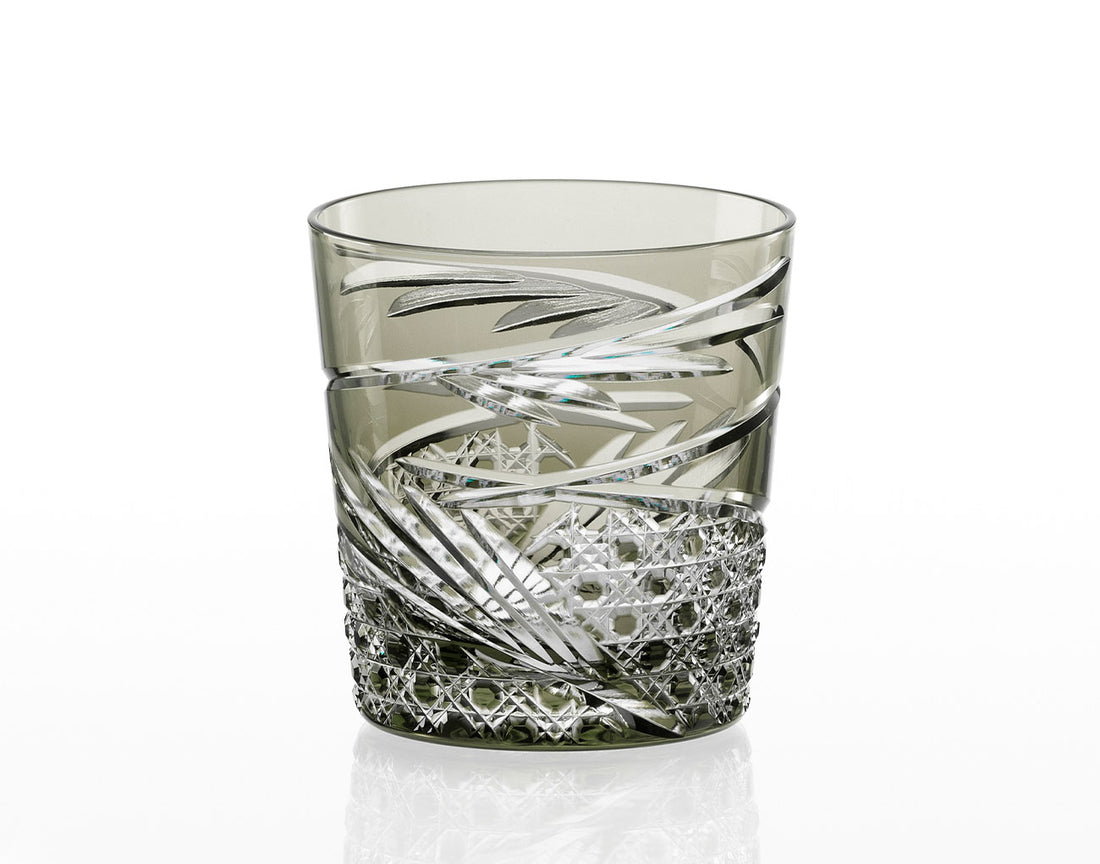 Kagami Crystal - Whiskey Glass, Edo Kiriko “Mai”- Black
