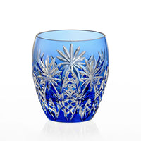 Kagami Crystal - Whiskey Glass, Edo Kiriko “Bamboo Fence & Star” - Blue