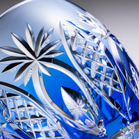 Kagami Crystal - Whiskey Glass, Edo Kiriko “Bamboo Fence & Star” - Blue