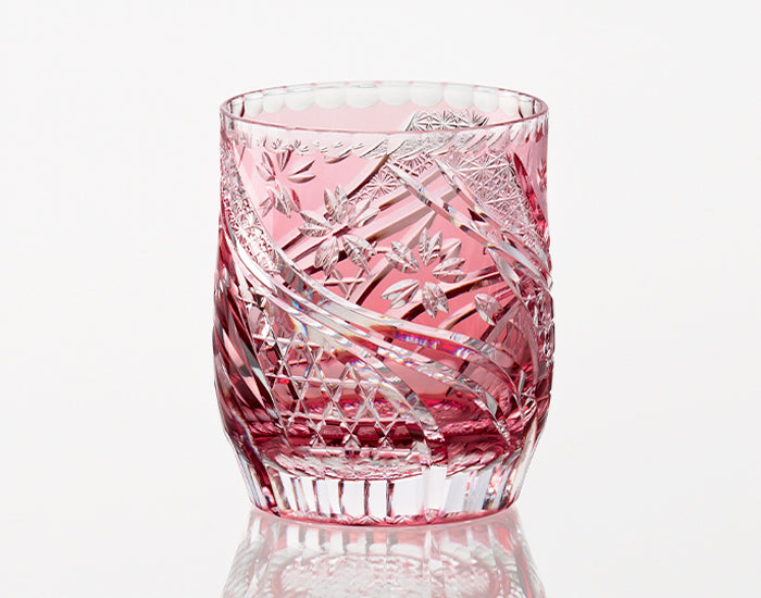 Kagami Crystal - Whiskey Glass, Edo Kiriko "Sakura Nagare"