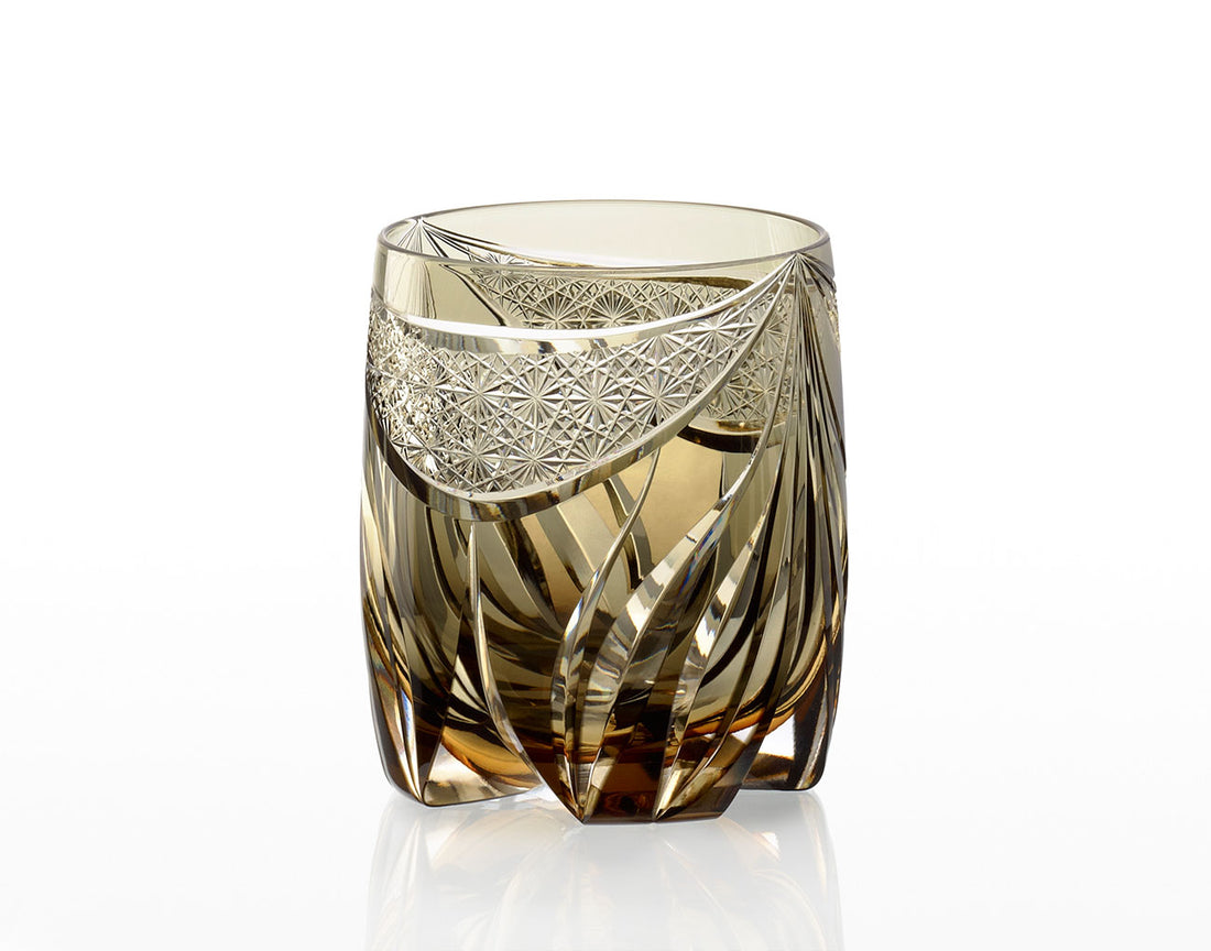 Kagami Crystal - Whiskey Glass, Edo Kiriko Kasaneirome ” Tora-no Mai”