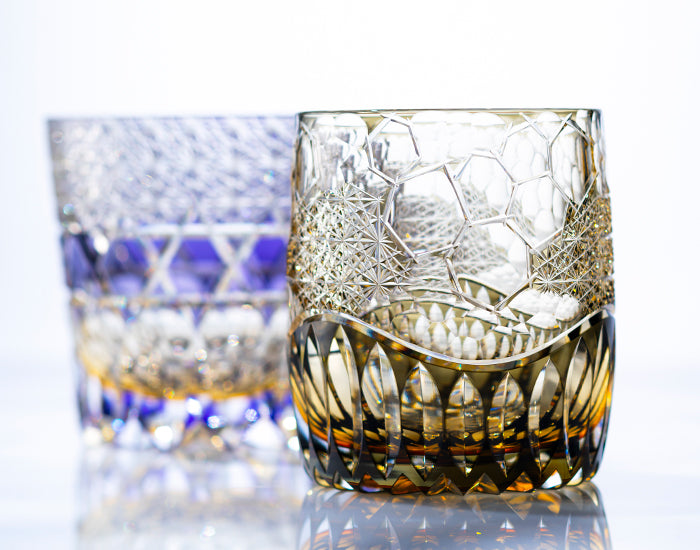 Kagami Crystal - Whiskey Glass, Edo Kiriko Kasaneirome " HyouKou"