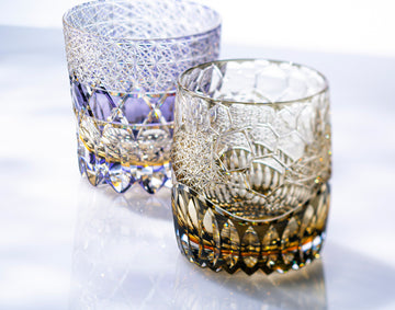 Kagami Crystal - Whiskey Glass, Edo Kiriko Kasaneirome " HyouKou"