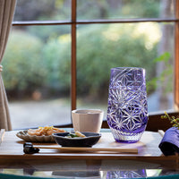 Kagami Crystal - Tumbler, Edo Kiriko “Asanoha” or “Hemp Leaves”