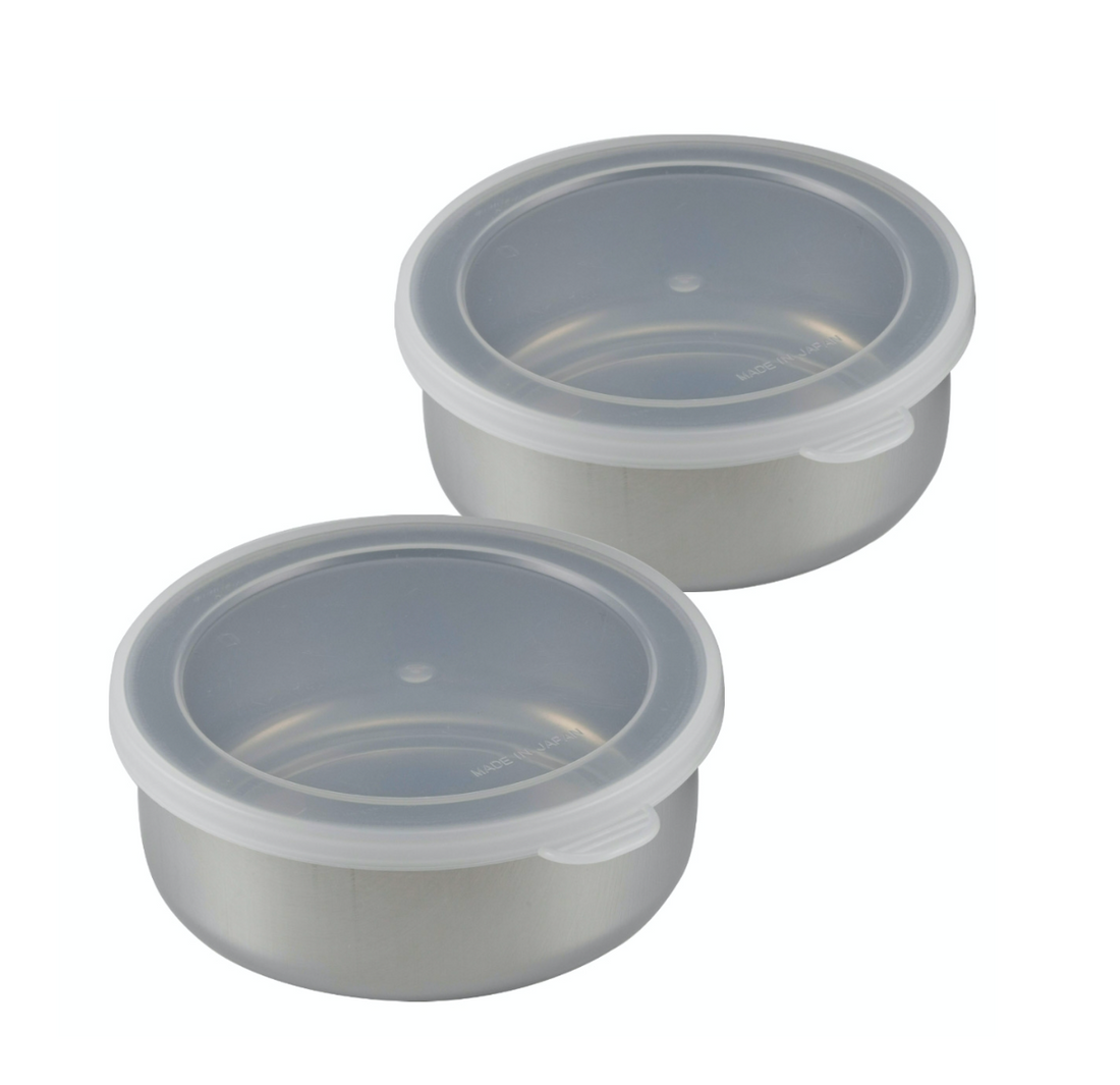 Japan Tsubame Shimomura Stainless Round Container Set of 2 -300ml