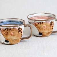 Hasami Arita ware Friendly Cat Large Mug Soup Mug