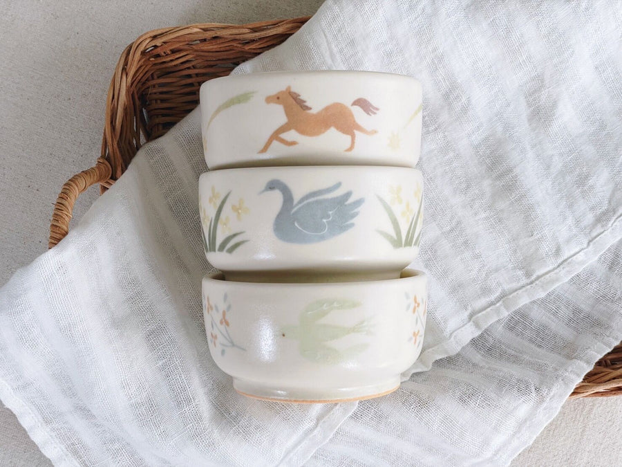 Buncho Pottery Bird Small Bowl