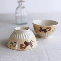 Buncho Pottery Squirrel and tulip bowl