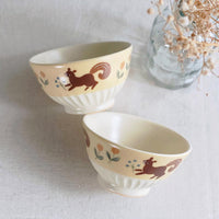 Buncho Pottery Squirrel and tulip bowl