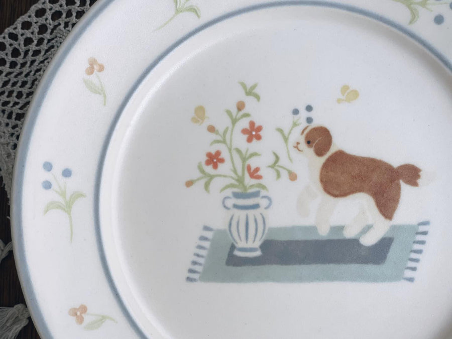 Buncho Pottery 7寸/St. Bernard and flower pasta dish