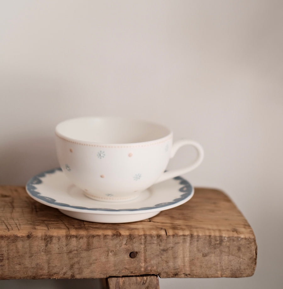 Little Snowflake Ceramic Mug & Saucer Set