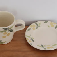 Buncho Pottery Yellow Berry Mug and Saucer