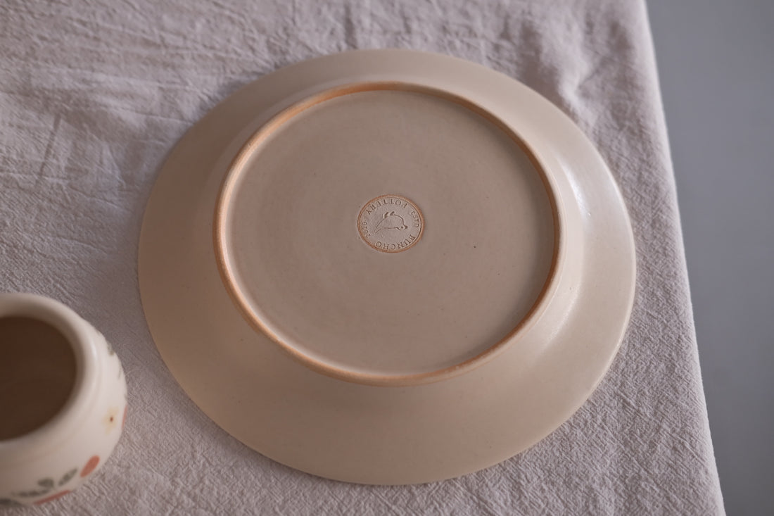 Buncho Pottery 7寸/ Sheep and mimosa rim dish (m-size)