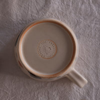 Buncho Pottery Bird and flower soup cup - Blue