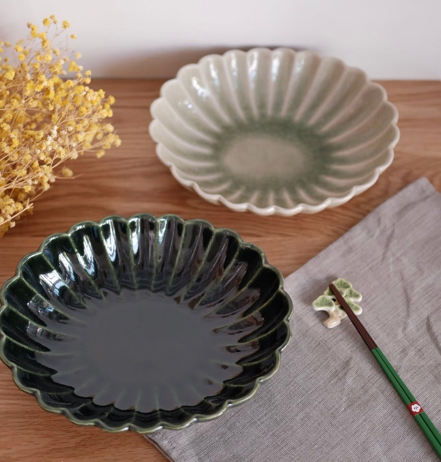 Japanese Chrysanthemum Shape Oval Serving Bowl