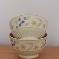 Buncho Pottery Flower and Berry Bowl - Blue