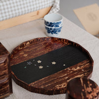 Yatsuyanagi Shell Inlay Sakura Akita Cherry Bark Work Hexadecagon Tray