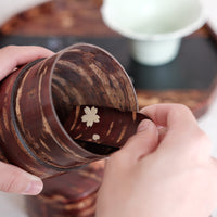 Yatsuyanagi Inlay Falling Sakura Akita Cherry Bark Work Tea Canister