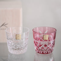 Kagami Crystal - A Pair of Sake Glasses, Edo Kiriko "Yui"