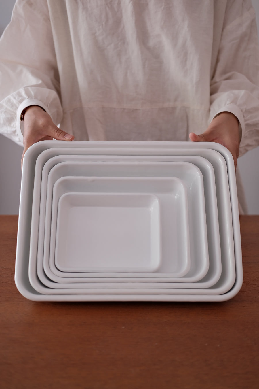 Japan Noda Horo Enamel Nestable Meal Prep / Baking Tray