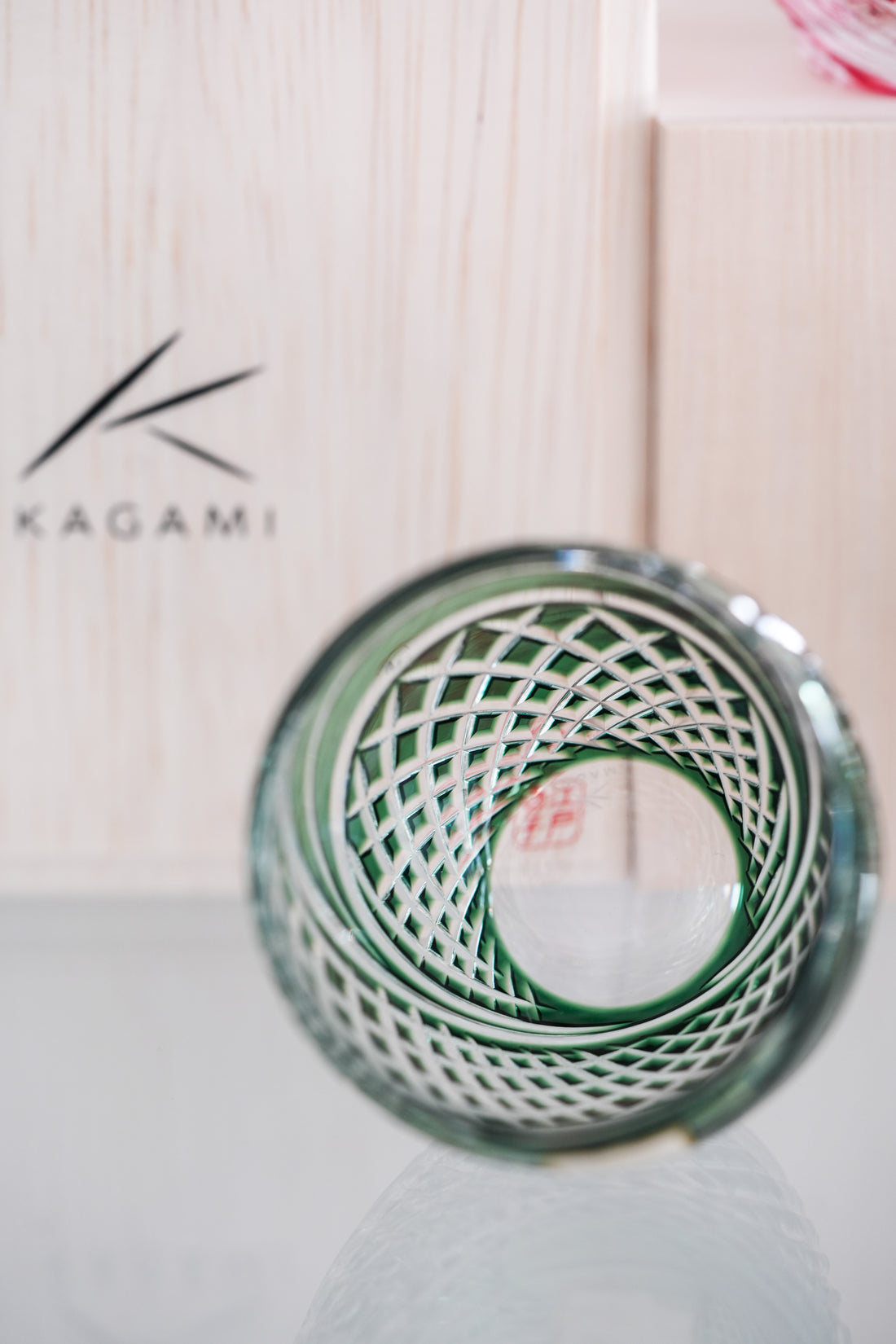 Kagami Crystal - Sake Glass, Edo Kiriko Green