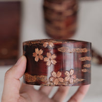 Yatsuyanagi Inlay Falling Sakura Akita Cherry Bark Work Tea Canister