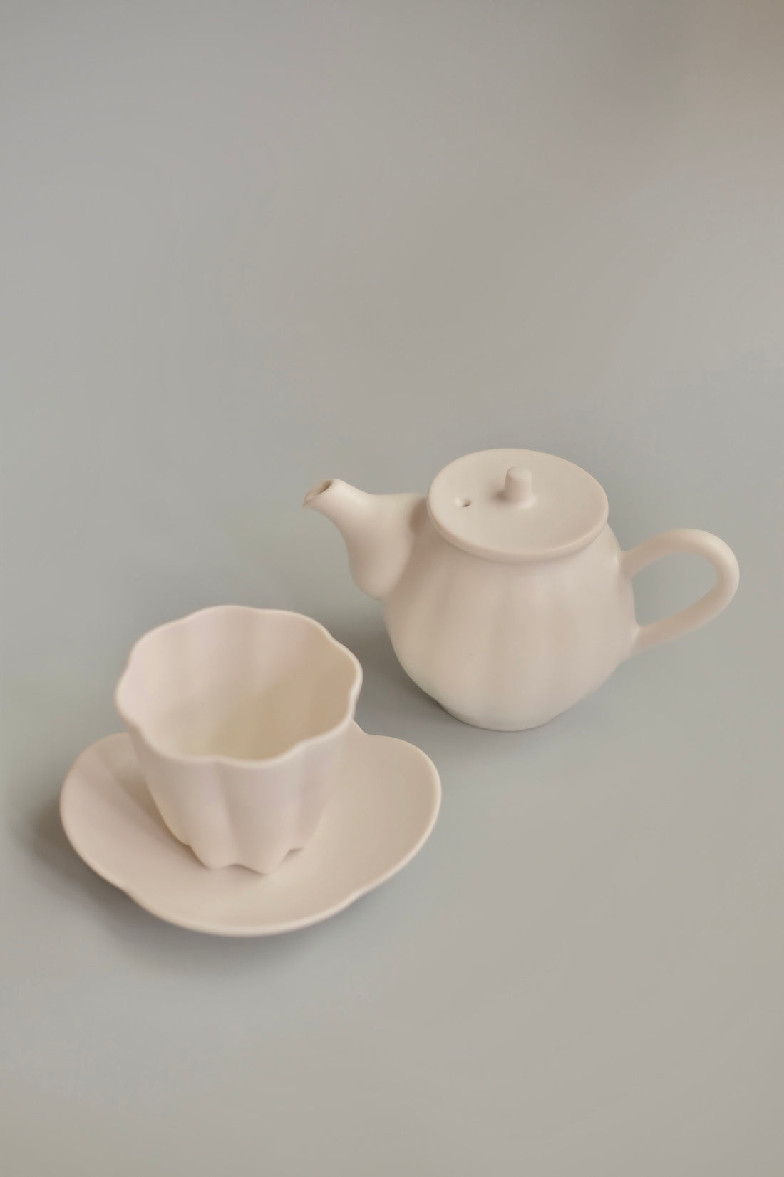 Kasumi Fujimura White Ceramic tea pot(tyatubo)