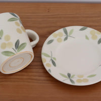 Buncho Pottery Yellow Berry Mug and Saucer