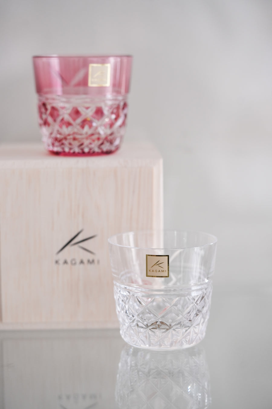 Kagami Crystal - A Pair of Sake Glasses, Edo Kiriko "Yui"