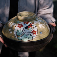 Yudachigama Hand-painted Lucky Cat Pot