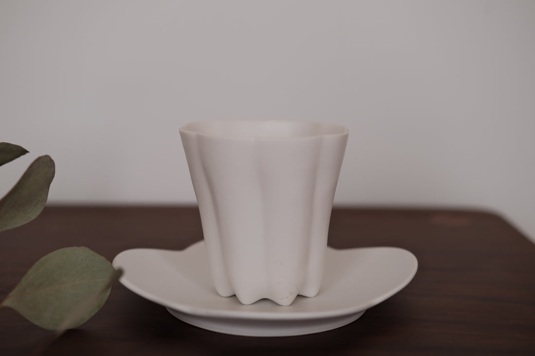 Kasumi Fujimura White Ceramic Plate/Saucer