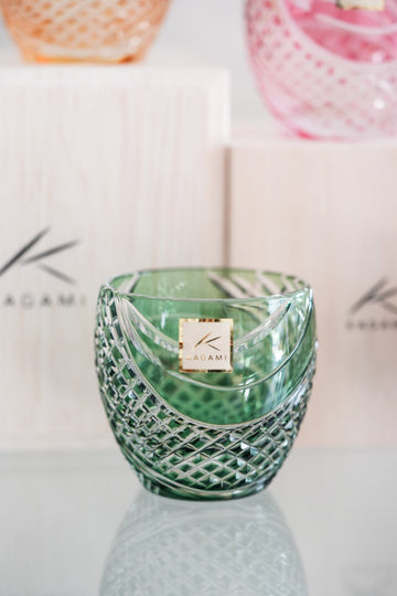 Kagami Crystal - Sake Glass, Edo Kiriko Green