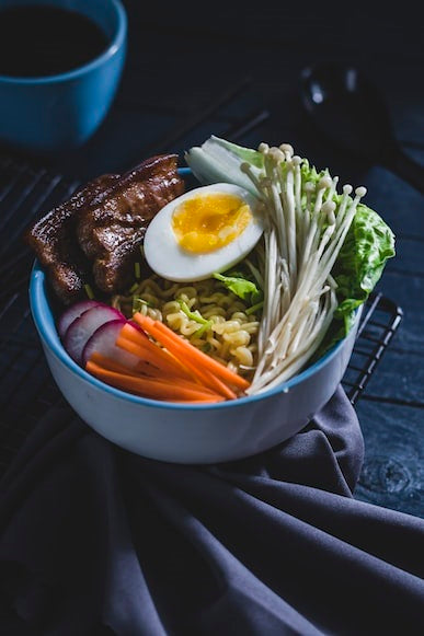 Japanese ramen bowl with broth and noodles