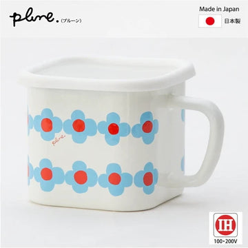 Plune Enamel Multi Square Pot - Blue Flower