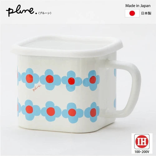 Plune Enamel Multi Square Pot - Blue Flower