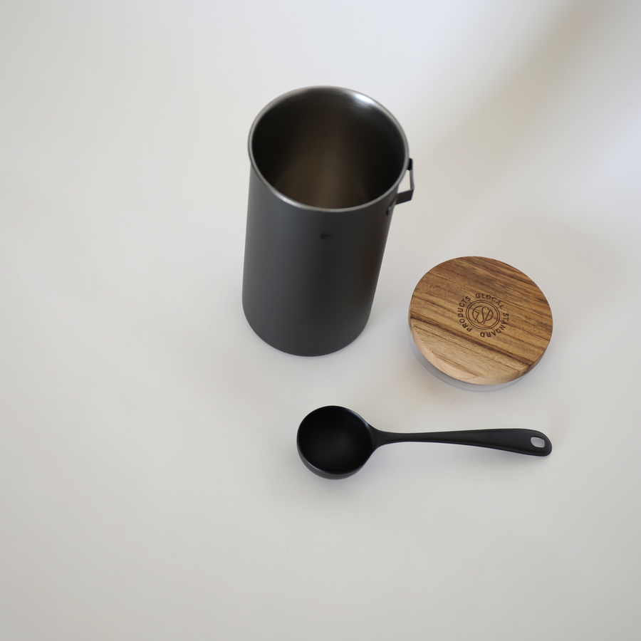 TSUBAME Canister with Hook & Spoon - Black