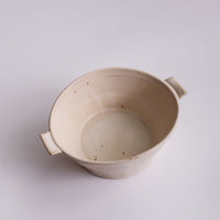 White handle Bowl - Japanese artist Kei Kawachi 河内啓