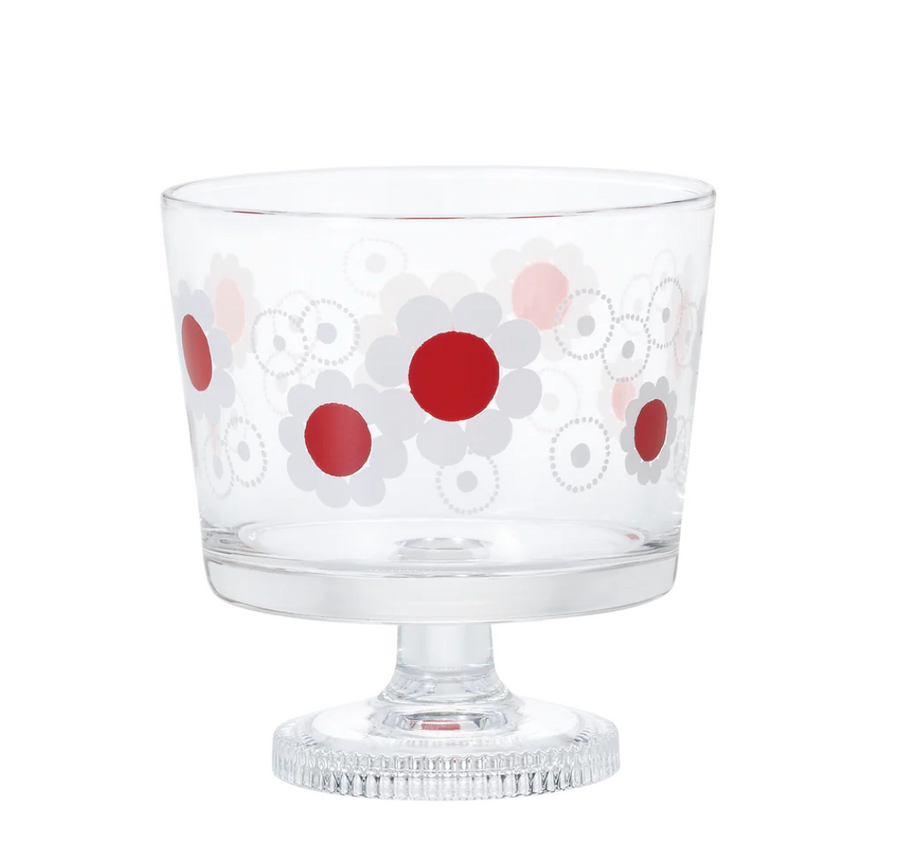 Aderia Glass Dessert Bowl/ Ice Cream Bowl - Red Flower