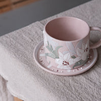 BAIYA Studio Pink Lily Coffee Mug w Saucer