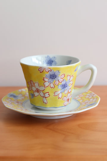 Gift Set - Yellow Sakura Coffee Cup With Saucer