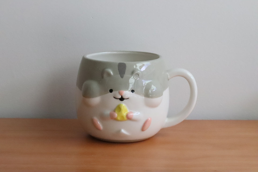 Japanese Ceramic Hamster Mugs And Spoon