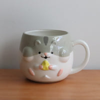 Japanese Ceramic Hamster Mugs And Spoon